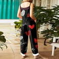 thumbnail image 4 of Womens Valentine's Day Overalls Cute Heart Print Sleeveless Straight Leg Jumpsuits 2026 Fashion Valentine Rompers with Adjustable Straps, 4 of 4