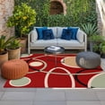 thumbnail image 2 of Geometric Red Outdoor Rug for Patio/Deck/Porch, Non-Slip Large Area Rug 3 x 5 Ft, Boho Retro Abstract Circle Black Green Indoor Outdoor Rugs Washable Area Rugs, Reversible Camping Rug Carpet Runner, 2 of 8
