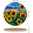 thumbnail image 3 of SKYSONIC Round Drink Coasters 2 Pcs Oil Painting Landscape with Sunflowers Absorbent Ceramic Coaster with Cork Base for Coffee Cups for Home Decor, 3 of 6