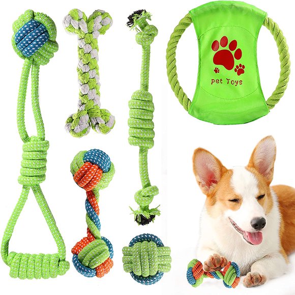 Dog Toy For Small Breed, Rope Ball Attached, Interactive Fun Dog Toy, Premium Cotton Rope Toy Set For Indoor Outdoor Use