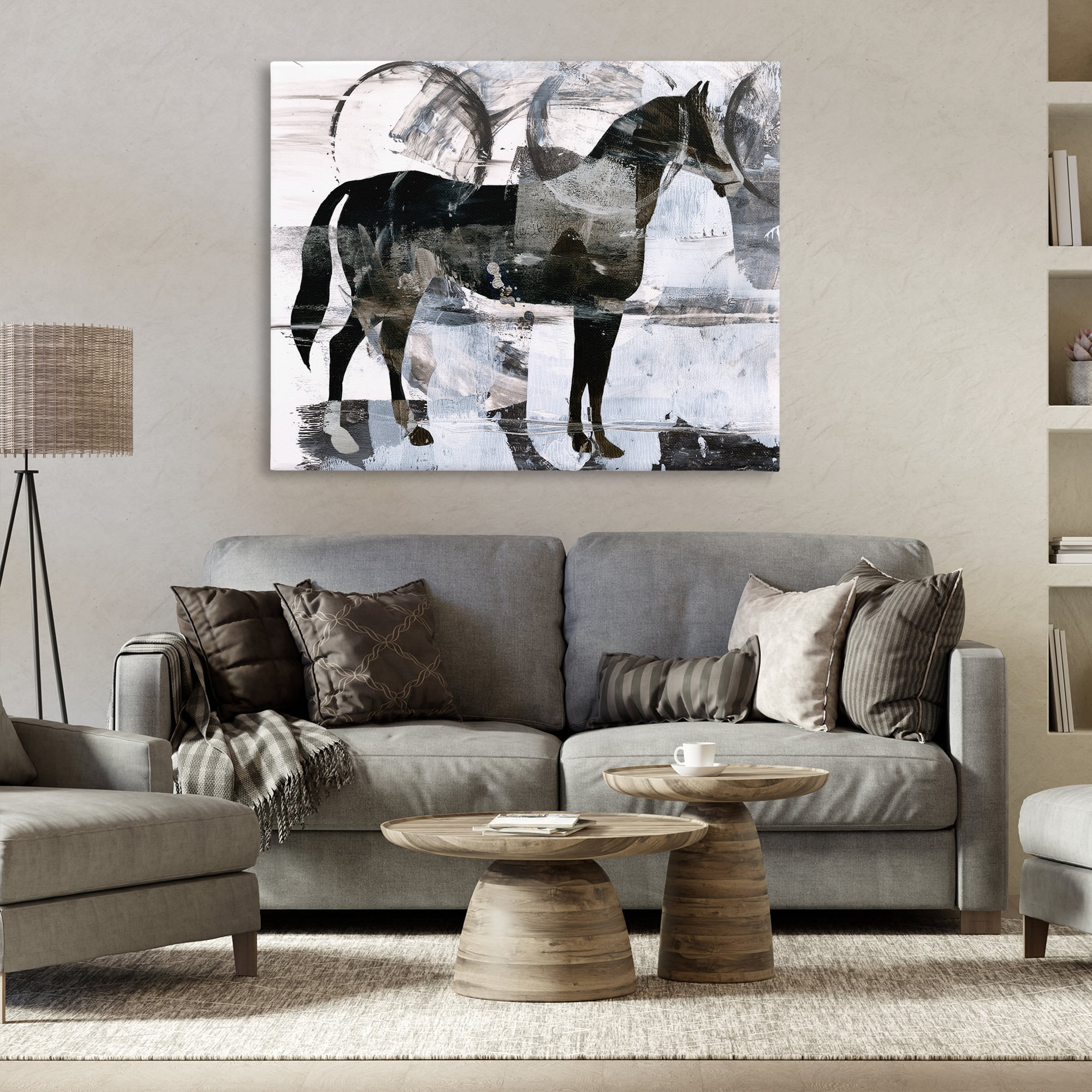 Stupell Industries Circle Pattern & Horse Animals & Insects Painting Gallery Wrapped Canvas Art Print Wall Art, 48 x 36