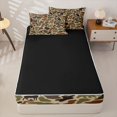 thumbnail image 4 of Castle Fairy Hunting Camo Wildlife Zipper Twin Comforter Sets with Fitted Sheet and 2 Pillowcases,Deer Bear Turkey Dog Silhouette Zipper Bedding Set,Khaki Brown Green,Black Reversible,4-Piece, 4 of 6