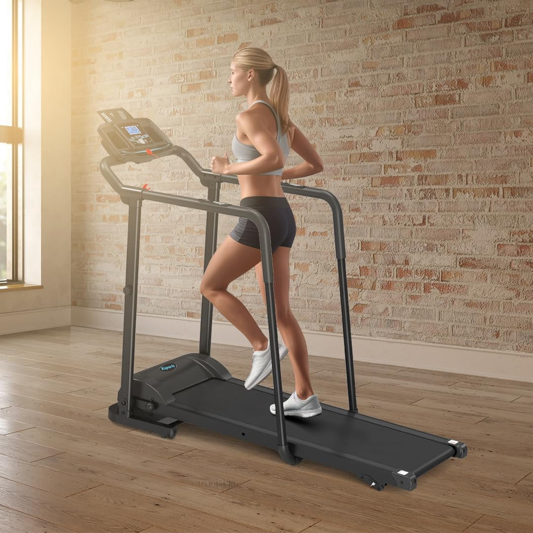 Ksports Advanced Rehab Walking Treadmill, 2.25HP Motor, 287 LB Capacity, 0.4-8.0 MPH, Bluetooth, 3-Level Incline, Foldable, LCD Display, Removable Handrails