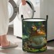 thumbnail image 5 of Balery Intellectual Frog Pond Cesta de ropa redonda con asas, impermeable, independiente, para ropa, juguetes, dormitorio y familia-Small, 5 of 6