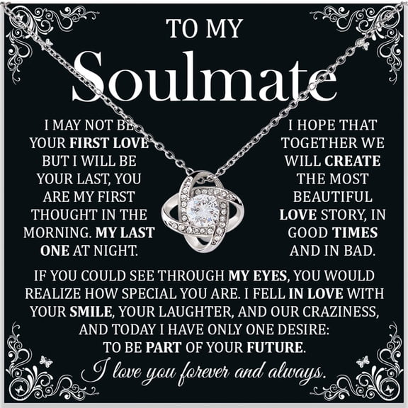 To My Soulmate Necklace For Women, Soulmate Necklace For Her, To My Wife Necklaces From Husband, Girlfriend From Boyfriend, Anniversary Birthday Necklaces For Wife #1155, White Love Knot Necklace
