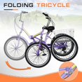 thumbnail image 6 of Lilypelle 26" Adult Tricycle Folding Tricycle 3 Wheel Bikes 7 Speed Trikes with Shopping Basket for Seniors，Purple, 6 of 21