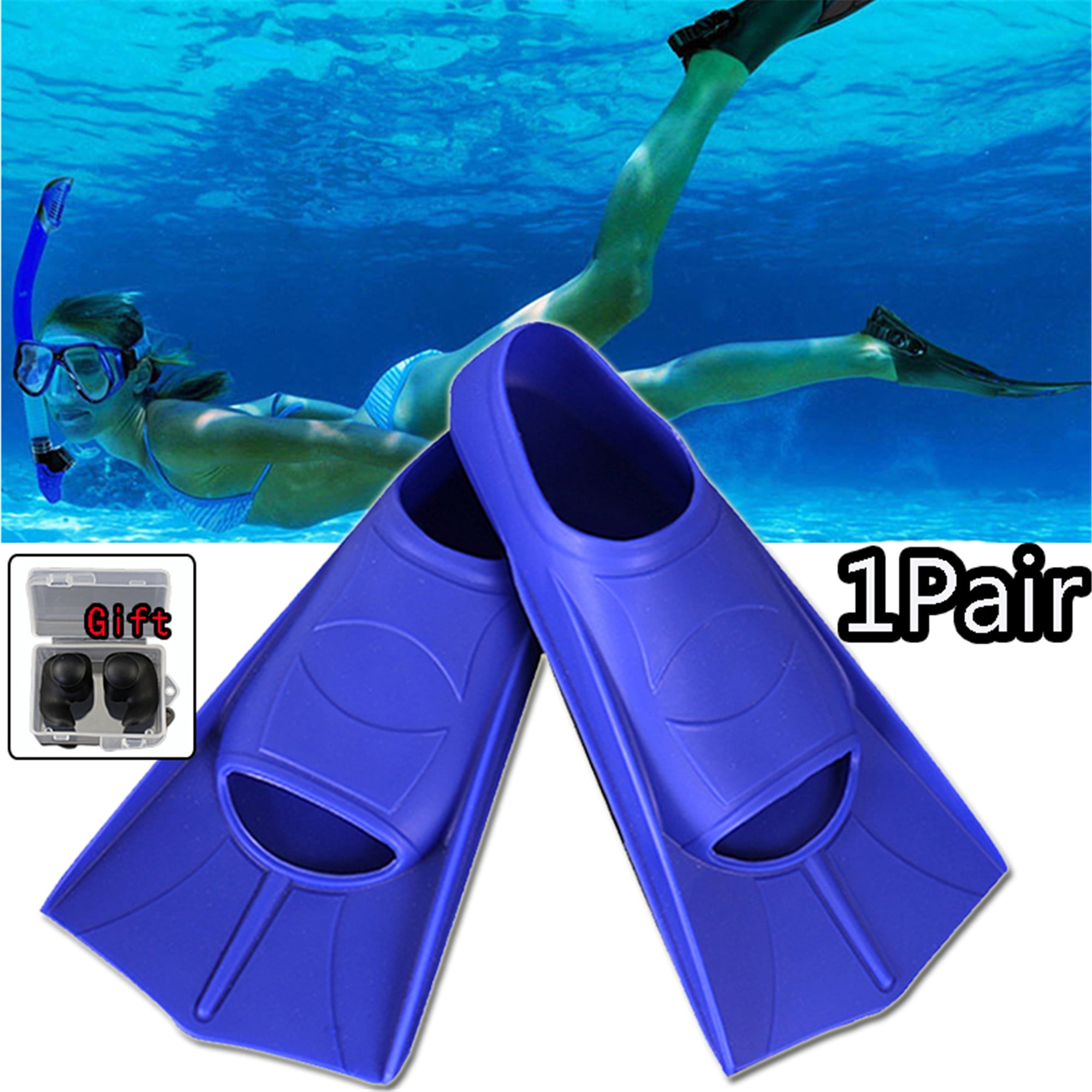 1Pair Elastic Silicone Short Scuba Fins Diving Shose for Adult Kids Snorkeling 