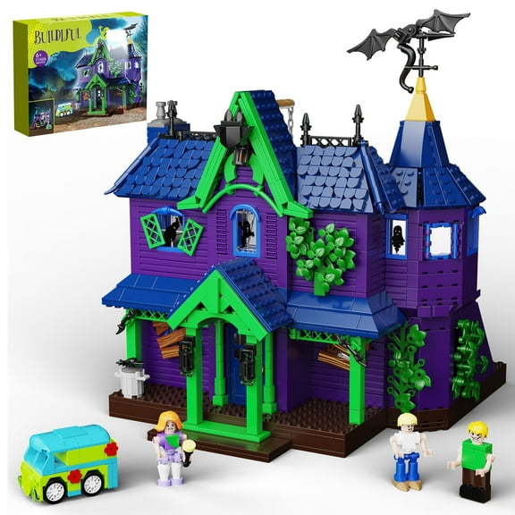 Mysterious Halloween House Building Blocks Sets Mansion House Model Collectible Decoration Building Toy Scoobys Playset for Kids Adults (1461Pcs)