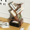 thumbnail image 6 of LEYAOYAO Vertical Tree Bookshelf 4-Tier Floor Standing Tree Bookcase with Drawer, Brown, 6 of 9