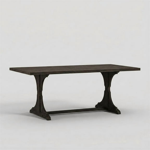 Furniture of America Taz Rustic Solid Wood Trestle Dining Table in Black