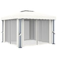 thumbnail image 2 of vidaXL Gazebo avec Rideau 3x3 m Blanc Crème Aluminium, 2 of 4