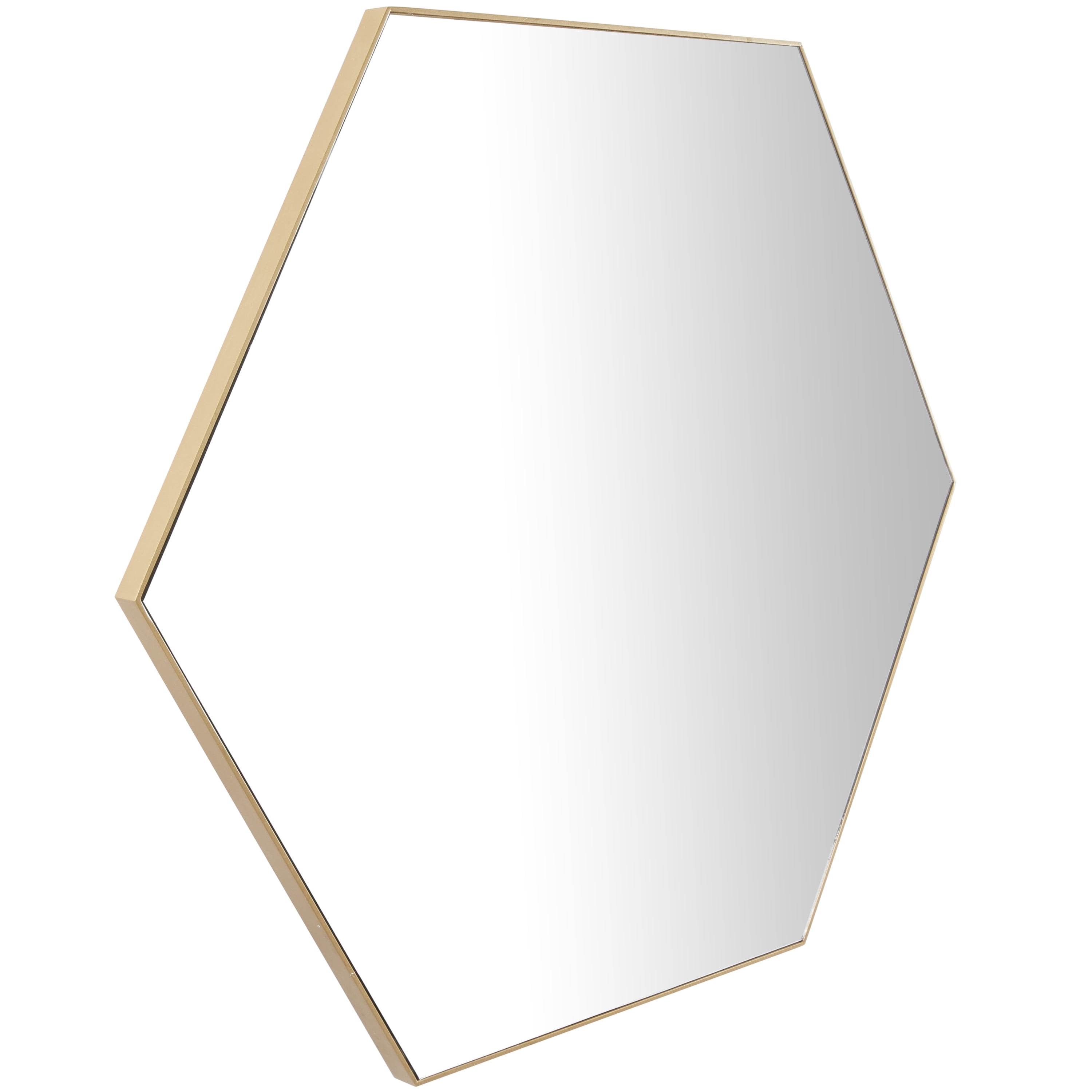 DecMode 40" x 35" Gold Hexagon Wall Mirror with Thin Minimalistic Frame