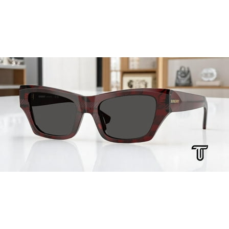 BURBERRY BE4441U 411587 Check Red Dark Grey 52 mm Women's Sunglasses