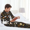 thumbnail image 6 of Balery Bones And Leaves Pattern Pajama Sets for Men Long Sleeve 2 Piece Sleepwear Loungewear Sets Soft PJ's with Pockets Long Sleeve Comfy Pj Sets-Medium, 6 of 7
