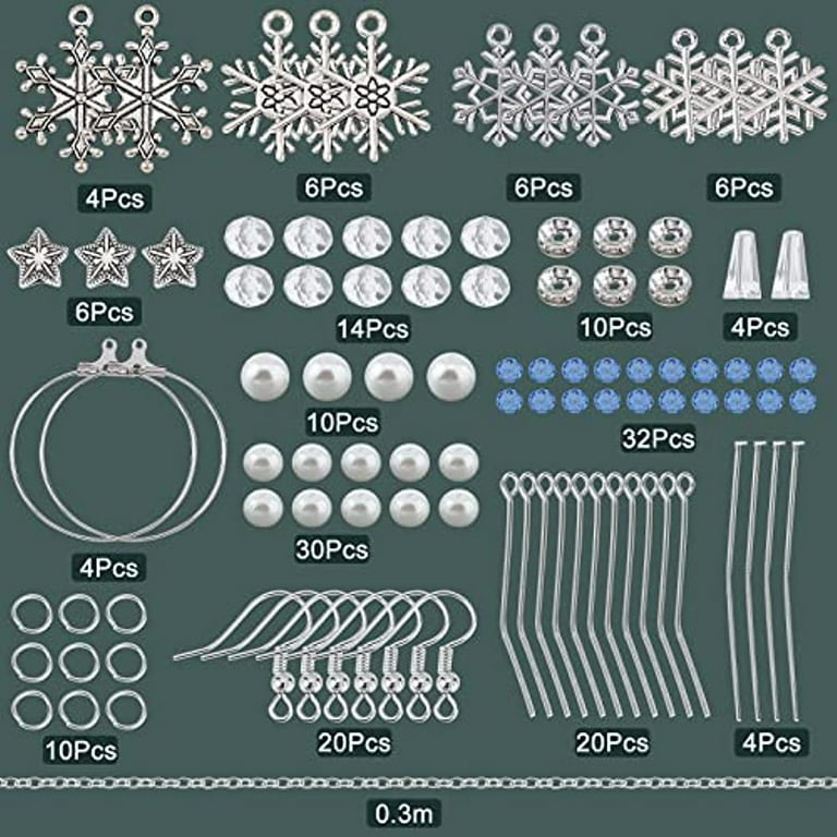 1Box 187pcs DIY 10 Pairs Christmas Snowflake Charm, Earring Making Kit, For  Jewellery Making, Alloy Snow Glass Beads, Star Bead, Women Craft, Antique