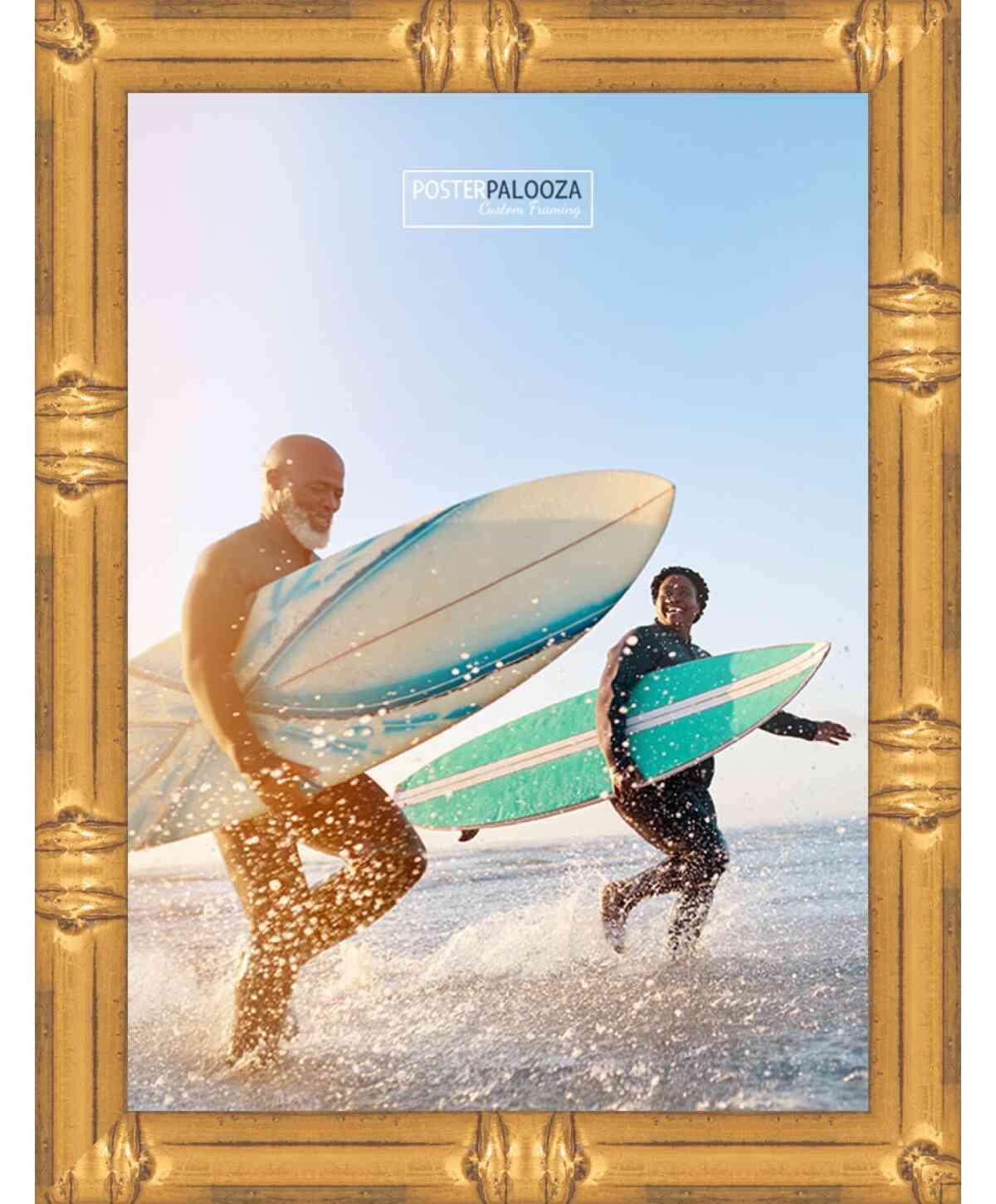 18x24 Gold Bamboo Picture Frame - UV Acrylic, Foam Board Backing, Hanging Hardware