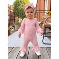 thumbnail image 4 of Cenuakty Baby Girls Fall Outfits Cute Solid Color Long Sleeve Romper and Headband, 4 of 9