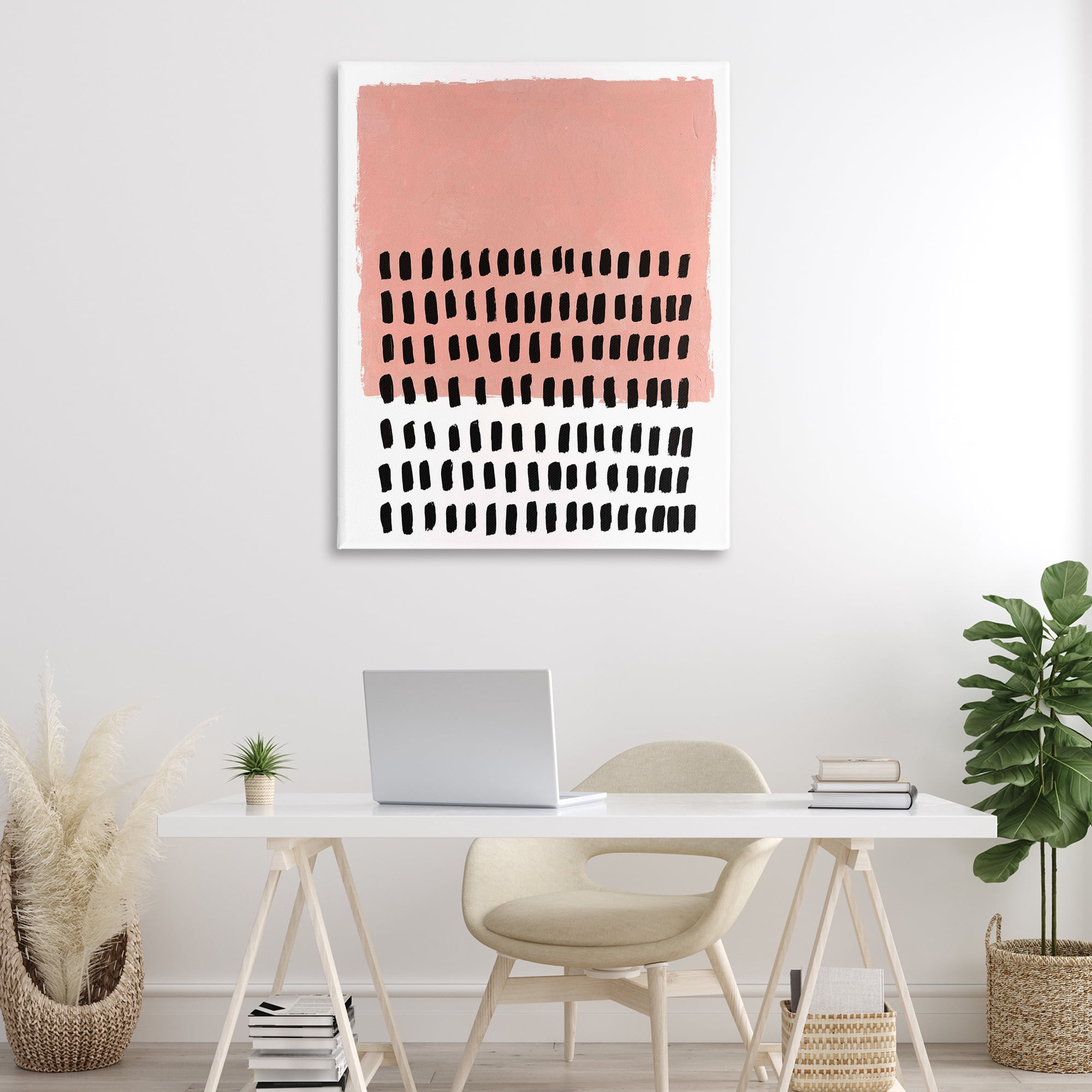 Stupell Industries Pink Dotted Pattern Abstract Painting Wrapped Canvas Art Print Wall Art, 36 x 48