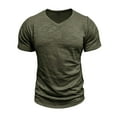 thumbnail image 2 of Blusas y camisas de manga corta con cuello en V para hombre, blusas casuales de moda con cuello en V, color liso, de manga corta, blusas, camisas, blusas para hombre, 2 of 7