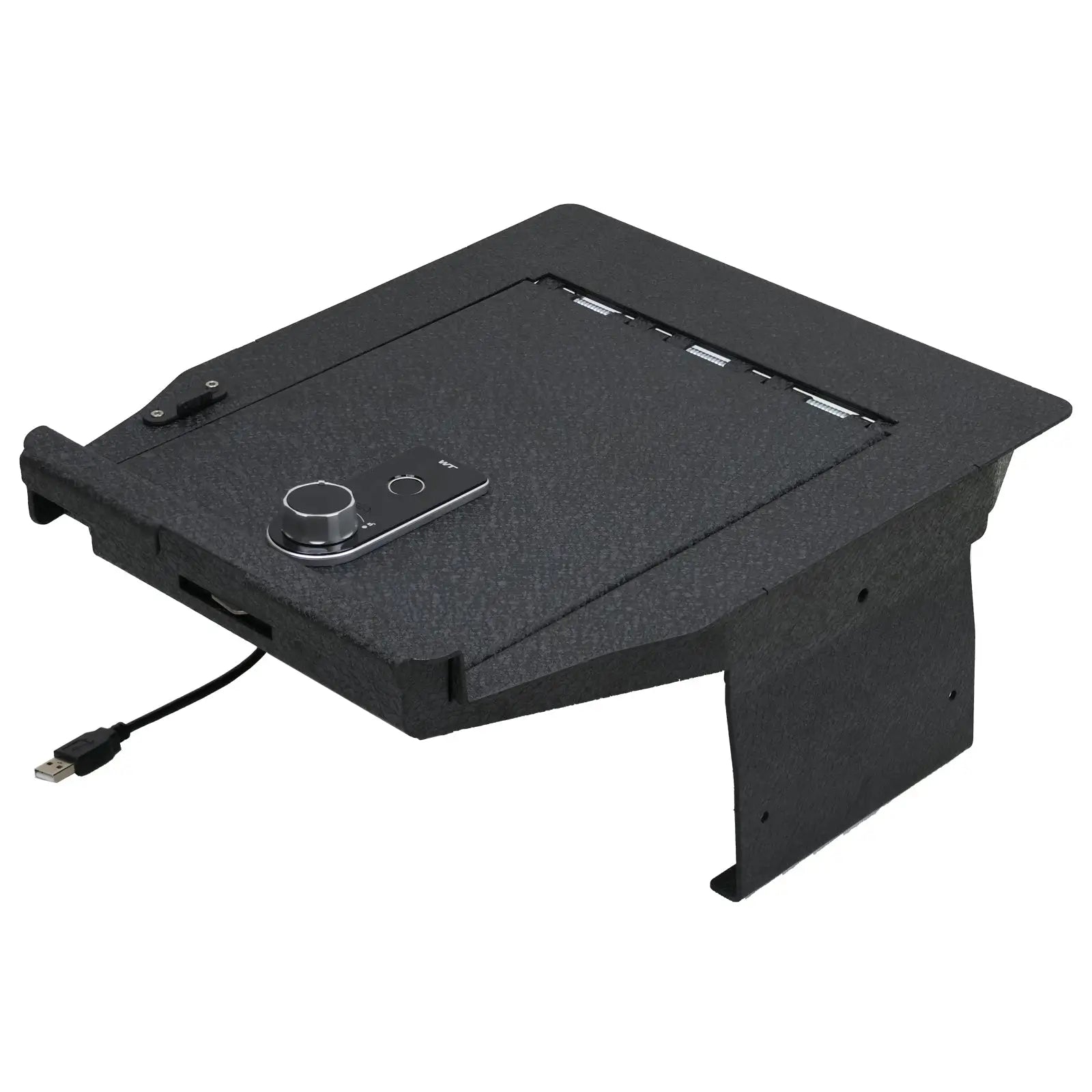 Center Console Gun Safe Vault - WASAI Premium In-vehicle Console Lock Box Compatible with 2021-2024 Ford F-150, 2021-2024 Ford F-150 Lightning, Fingerprint Lock with Key.