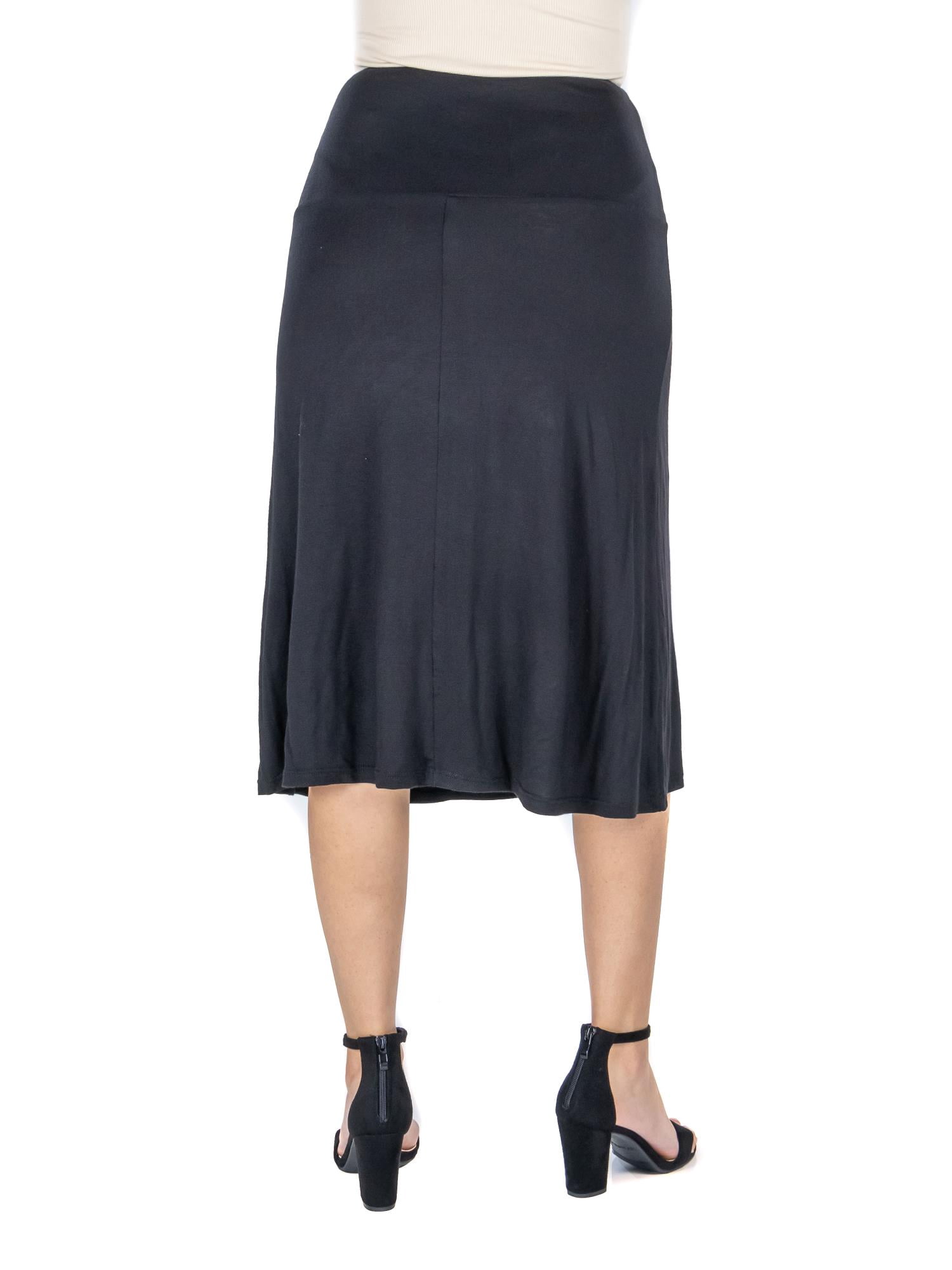 24/7 Comfort Apparel Womens A Line Elastic Waist Knee Length Skirt
