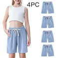 thumbnail image 2 of Mlzmgr 4 PC Cotton Linen Shorts for Kids Drawstring Elastic Waisted Loose Fitted Casual Sports Shorts, 2 of 8