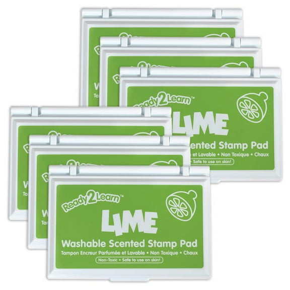 READY 2 LEARN Washable Stamp Pad - Lime Scent, Green - Pack of 6