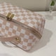 thumbnail image 2 of Bolso De Cosméticos Bolsa de cosméticos para mujer, bolsa de maquillaje de PU con cremallera y patrón a cuadros, bolsa de mano pequeña (rosa) Tmvgtek Para Estrenar, 2 of 3