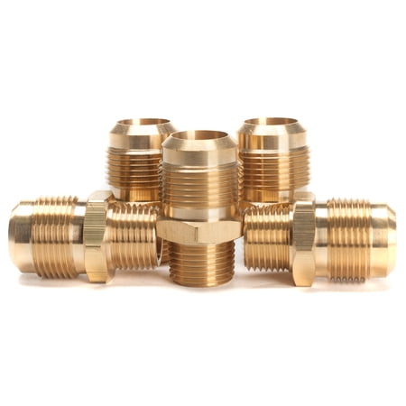 LTWFITTING Brass Flare3/4 OD x 1/2 Male NPT Connector Tube Fitting (pack of 5)