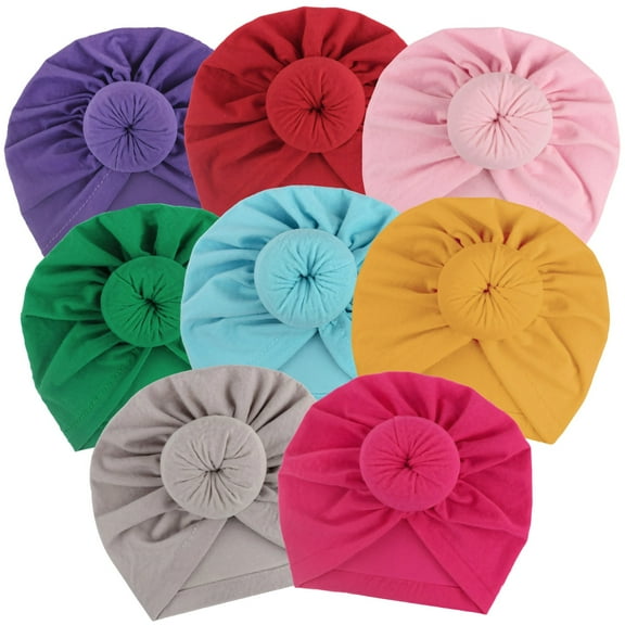 8PCS Baby Turban Baby Headscarf Hat Bandana Wrap Baby Beanie Soft Cute Toddler Hat