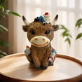 thumbnail image 4 of Miniature Cow Resin Statue Scottish Calf Figure for Christmas Home Garden Kitchen, 4 of 6
