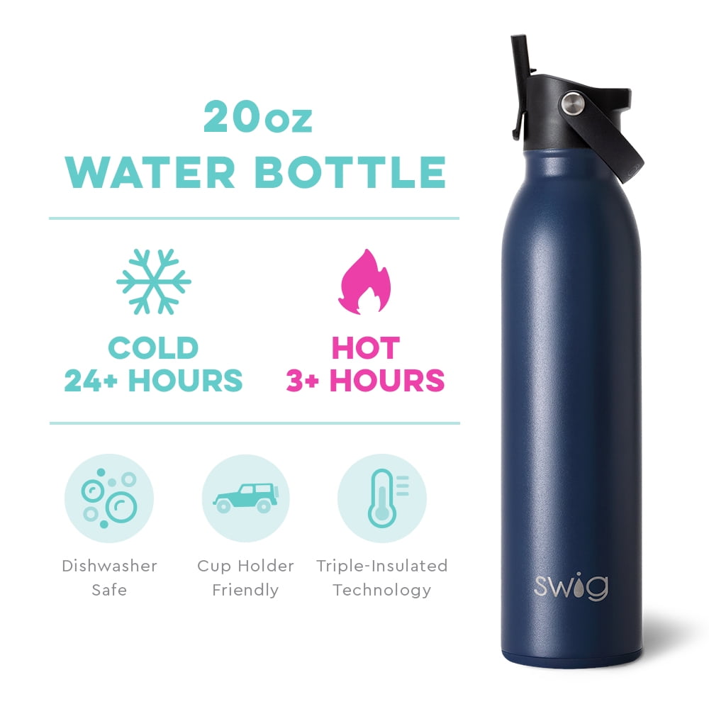 Swig Life 20oz Flip + Sip Bottle | Insulated Stainless Steel Water Bottle with Straw | Caliente