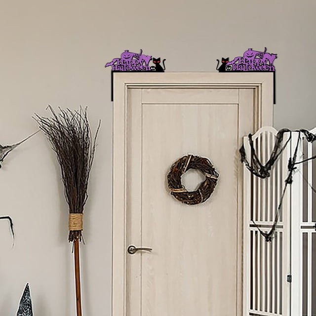 Decoraciones para marcos de puertas de Halloween | Pegatinas para esquinas de puertas y ventanas | Adornos de telaraña con murciélagos y calabazas