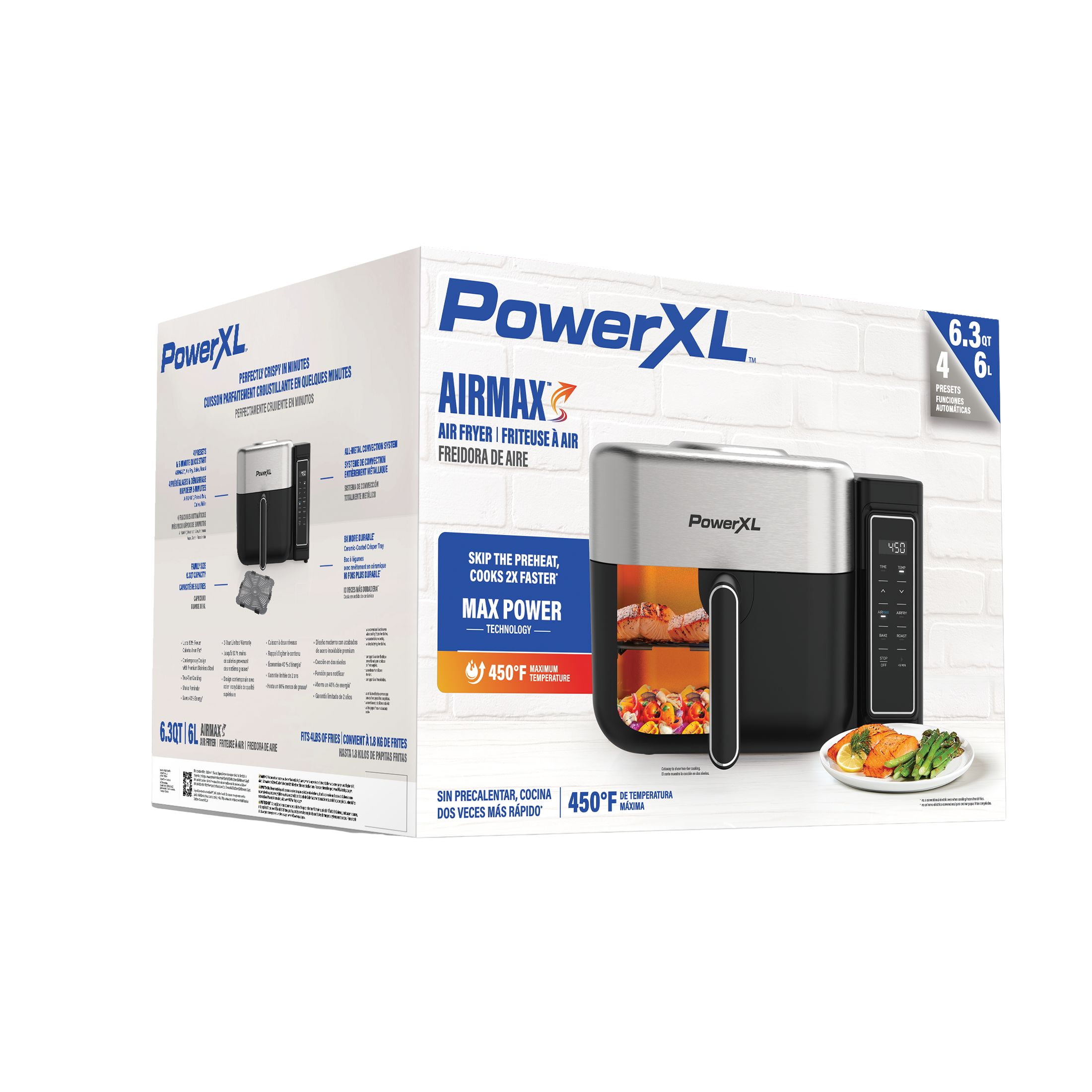 Open Box PowerXL™ 6.3 Quart AIRMAX™ Air Fryer Oven with 4 Pre-Sets, Two Tier Compact Design