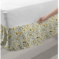 thumbnail image 2 of Doodle Bed Skirt, Yellow Flowers with Acorns and Foliage Pattern Ecology Themed Spring, Elastic Bedskirt Dust Ruffle Wrap Around for Bedding Decor, 4 Sizes, Yellow Sea Green Black, by Ambesonne, 2 of 2