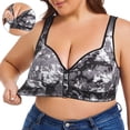 thumbnail image 4 of KHONTS Women's Front Closure Color Blocking Push up Bras Wireless Soft Breathable Plus Size Bra Plunge Supportive Lift up Bralettes Black 85B, 4 of 7