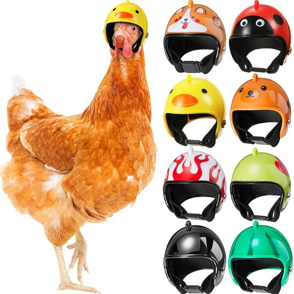8 Pieces Hens Chicken Pet Safety Helmet Funny Bird Hens Hat Headwear Small Pet Hard Hat Costumes Accessories for Chicken Bird Parrot (Random Color)