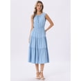 thumbnail image 4 of DARING DIVA Sleeveless Crewneck Tiered Casual Midi Dress Large Sky Blue, 4 of 7