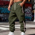 thumbnail image 5 of Men’s Athletic Cargo Sweatpants with Drawstring Waist Large Side Pockets Jogger Fit Striped Leg Casual Sportswear Pants, 5 of 5