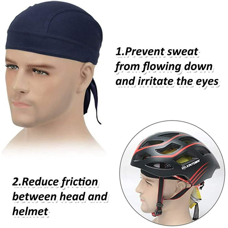 esafio Sweat-Wicking Head Wrap Dew Rag Skull Cap Quick-Drying Helmet Liner  Hats for Men and Women,Green 