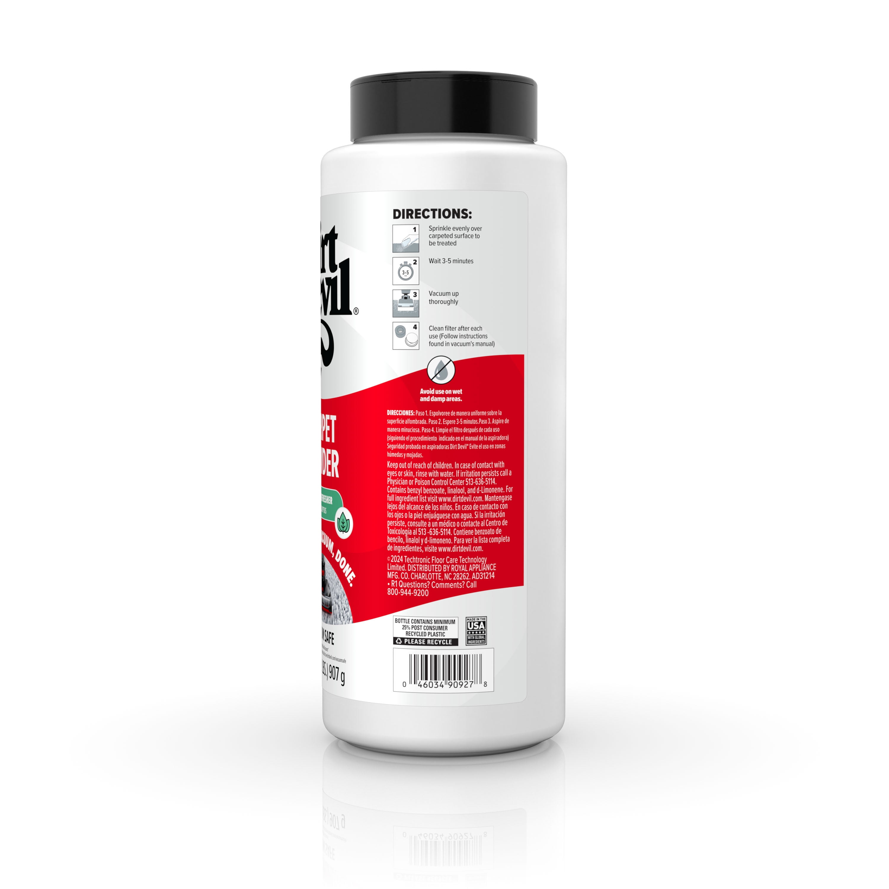 Dirt Devil Carpet Powder, Eucalyptus Scent, For use on Carpet and Upholstery, Vacuum safe, Eliminates Odors, AD31214, 32 oz.