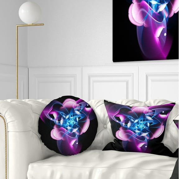 Designart Blue Purple Large Fractal Flower Design - Abstract Throw Pillow - 12x20