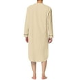 thumbnail image 3 of INSPIRE CHIC Men's Sleepshirts Henley Collar Solid Color Chest Pocket Long Sleeve Cotton Nightshirt S Khaki, 3 of 6