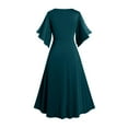 thumbnail image 3 of QQAMB Dresses for Women Plus Size Medieval Bell Sleeves Lace-up Swing Midi Dress Halloween Fairy Dresses Dark Blue XL, 3 of 7