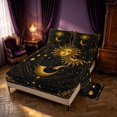 thumbnail image 2 of Homewish Black and Gold Queen Sheets, Sun Moon Stars Queen Sheet Sets, 4pcs, 1 Flat Sheet, 1 Fitted Sheet and 2 Pillowcases, 2 of 6