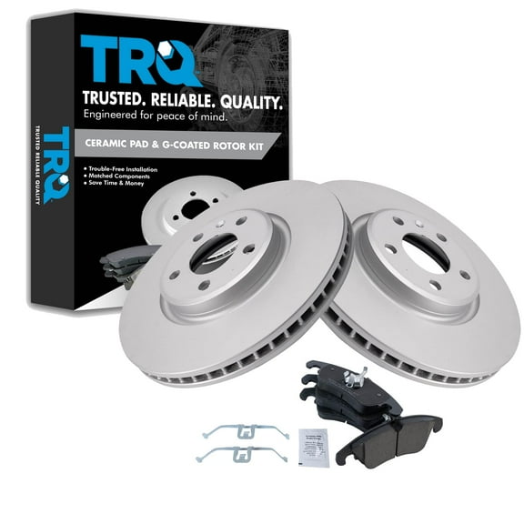 TRQ Front Premium Posi Ceramic Disc Brake Pad & Coated Rotor Kit Fits Select Audi