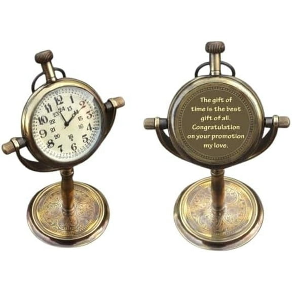 Custom 8th Anniversary Engraved Gift Table Clock - Traditional Bronze Desk Watch, Gift for Couple, Gift for Dad, Gift him