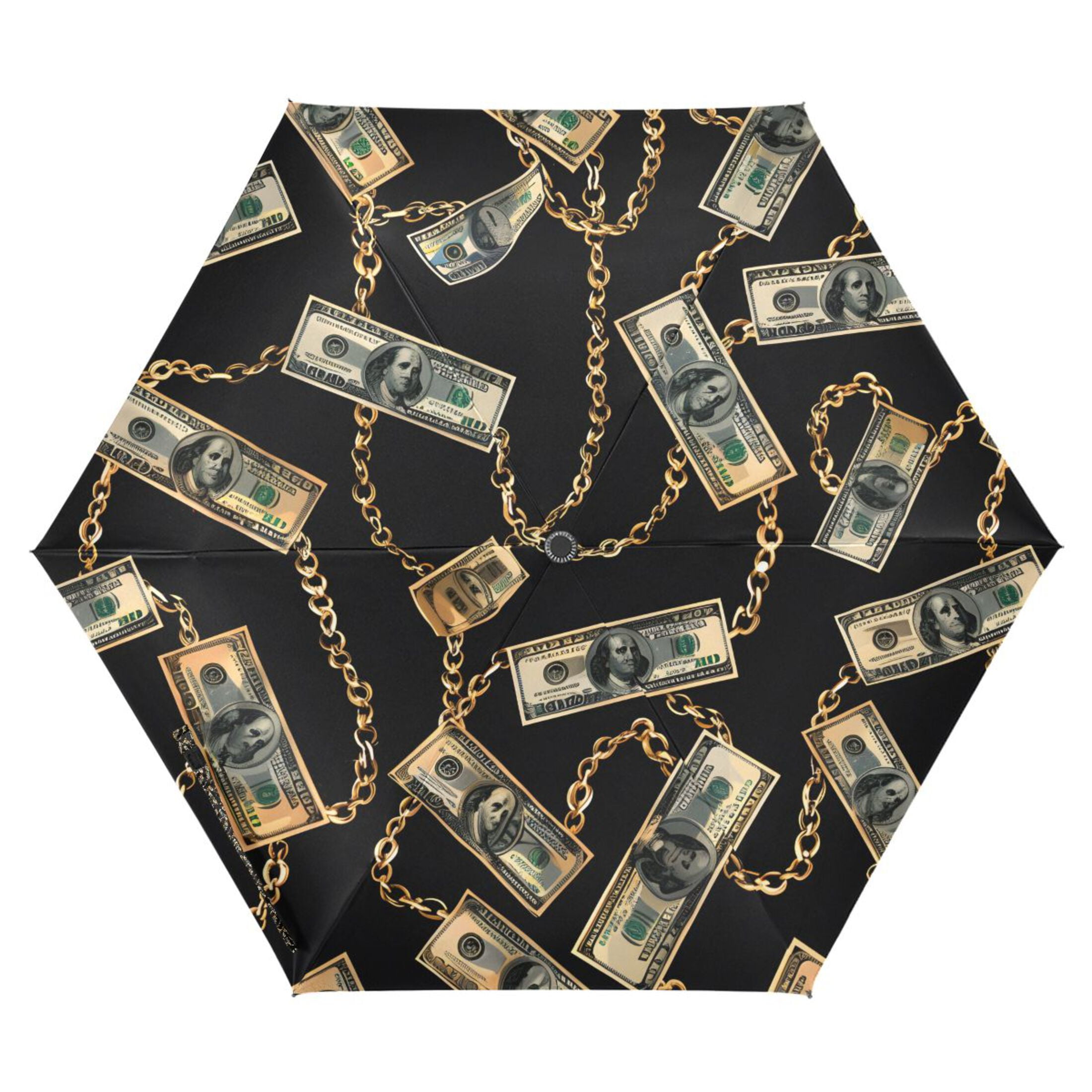 Luxury Dollar Bill Chain Compact Sun Umbrella Windproof Travel Umbrellas for Rain Strong Portable UV Protection