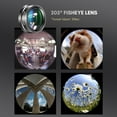 thumbnail image 4 of Phone Camera Lens Kit, External Phone Lens with 22X Telephoto Lens, 205° Fisheye Lens, 0.67X Wide Angle Lens, 25X Macro Lens, Clip & Mini Tripod, Cell Phone Camera for Most Smartphone Camera Models, 4 of 6