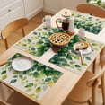 thumbnail image 5 of Country Leaf Placemats Set of 4, Watercolor Green Eucalyptus Leaves Vintage Linen Texture Non-Slip Place Mats Washable Table Mats for Kitchen Dining Table Decorations Indoor/Outdoor, 5 of 9